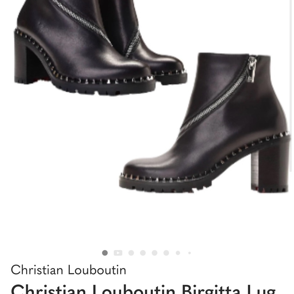 Christian Louboutin Birgitta Lug 70 Calf Black Ankle Boots with Silver Zippers - Picture 2 of 10